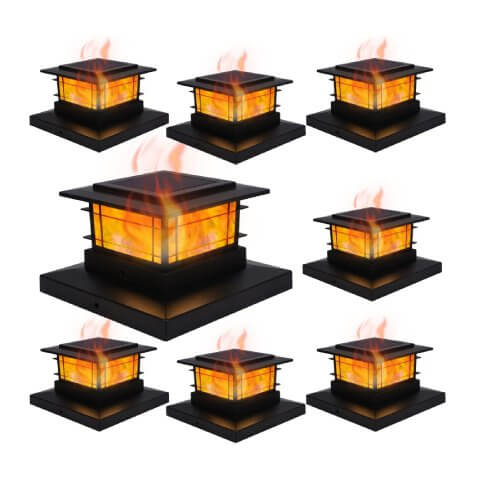 Dynaming 8 Pack Solar Flame Post Lights