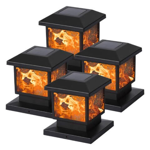 MAGGIFT 4 Pack Solar Flame Post Lights